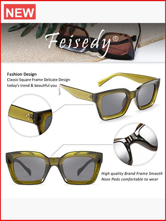 Classic Square Chunky Frame UV400 Non-Polarized Sunglasses main image 4